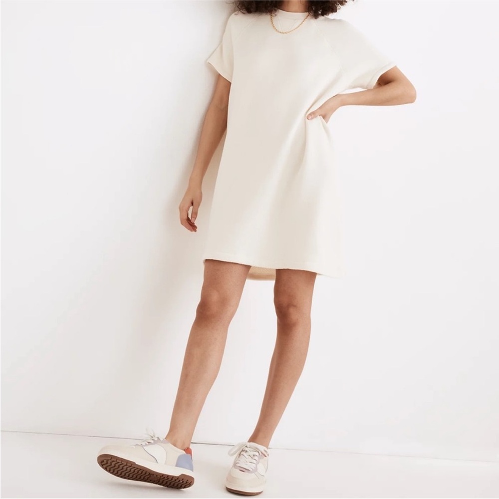 Madewell MWL AiryTerry Sweatshirt Tee Dress In Antique Cream Size Large